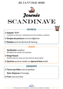 Menu du repas scandinave, le 22 janvier 2026.