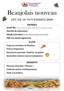 Menu journée à thème beaujolais nouveau